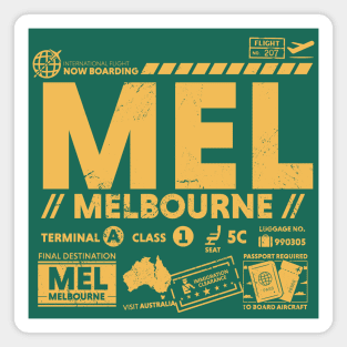 Vintage Melbourne MEL Airport Code Travel Day Retro Travel Tag Australia Magnet